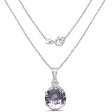 7.09 Carat Genuine Amethyst & White Topaz .925 Sterling Silver Pendant