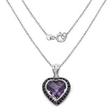 3.42 Carat Genuine Pink Amethyst & Black Spinel .925 Sterling Silver Pendant