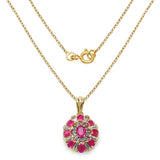 14K Yellow Gold Plate 2.94 Carat Genuine Glass Filled Ruby & White Topaz .925 Silver Pendant