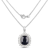8.66 Carat Dyed Sapphire and White Topaz .925 Sterling Silver Pendant