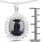 8.66 Carat Dyed Sapphire and White Topaz .925 Sterling Silver Pendant