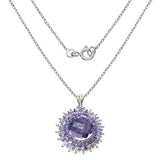 15.47 Carat Genuine Amethyst & White Topaz .925 Sterling Silver Pendant