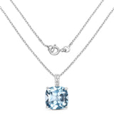 4.47 Carat Genuine Blue Topaz and White Topaz .925 Sterling Silver Pendant