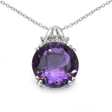 5.02 Carat Genuine Amethyst & White Topaz .925 Sterling Silver Pendant