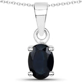 0.95 Carat Genuine Blue Sapphire .925 Sterling Silver Pendant