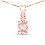 0.70 ct Genuine Morganite .925 Sterling Silver Pendant