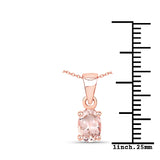 0.70 ct Genuine Morganite .925 Sterling Silver Pendant