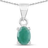 0.65 Carat Genuine Emerald .925 Sterling Silver Pendant