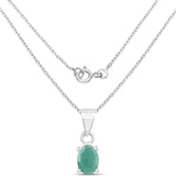 0.65 Carat Genuine Emerald .925 Sterling Silver Pendant