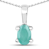 1.46 Carat Genuine Emerald, Glass Filled Ruby & Glass Filled Sapphire .925 Sterling Silver Pendant