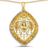 18K Yellow Gold Plated 4.63 Carat Genuine Citrine .925 Sterling Silver Pendant