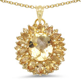 18K Yellow Gold Plated 7.59 Carat Genuine Citrine .925 Sterling Silver Pendant