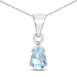 14K White Gold Plated 0.48 Carat Genuine Blue Topaz .925 Sterling Silver Pendant