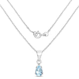 14K White Gold Plated 0.48 Carat Genuine Blue Topaz .925 Sterling Silver Pendant