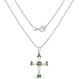 2.41 Carat Genuine Chrome Diopside & White Topaz .925 Sterling Silver Pendant
