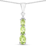 0.87 Carat Genuine Peridot and White Zircon .925 Sterling Silver Pendant