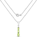 0.87 Carat Genuine Peridot and White Zircon .925 Sterling Silver Pendant