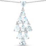 2.20 Carat Genuine Aquamarine .925 Sterling Silver Pendant