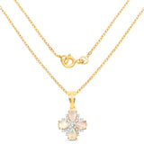 14K Yellow Gold Plated 1.19 Carat Genuine Ethiopian Opal & White Topaz .925 Sterling Silver Pendant