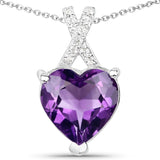 2.05 ct Genuine Amethyst and White Topaz .925 Sterling Silver Pendant