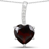 3.09 Carat Genuine Hydrabadi Garnet and White Topaz .925 Sterling Silver Pendant