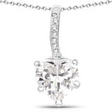 4.46 Carat Genuine White Cubic Zirconia .925 Sterling Silver Pendant