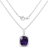 4.20 Carat Genuine Amethyst Sterling Silver Pendant