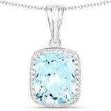 4.70 Carat Genuine Blue Topaz .925 Sterling Silver Pendant