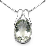 8.20 ct. Genuine Green Amethyst .925 Sterling Silver Pendant