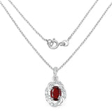 1.99 Carat Genuine Garnet and White Topaz .925 Sterling Silver Pendant