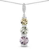 8.12 Carat Genuine Multi Stone .925 Sterling Silver Pendant