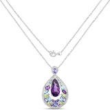 6.40 Carat Genuine Multi Stones .925 Sterling Silver Pendant