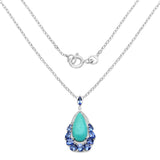 8.48 Carat Genuine Turquoise and Tanzanite .925 Sterling Silver Pendant