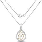 0.45 Carat Genuine White Diamond and Yellow Diamond .925 Sterling Silver Pendant