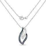 0.23 Carat Genuine White Diamond and Blue Diamond .925 Sterling Silver Pendant