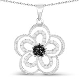 0.46 Carat Genuine White Diamond and Black Diamond .925 Sterling Silver Pendant