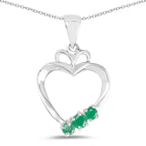 0.21 Carat Genuine Emerald .925 Sterling Silver Pendant