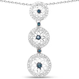 0.51 Carat Genuine Blue Diamond and White Diamond .925 Sterling Silver Pendant