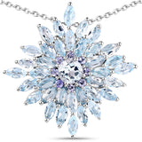 7.09 ct. Genuine Blue Topaz and Tanzanite .925 Sterling Silver Pendant