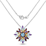 7.20 Carat Genuine Multi Stone .925 Sterling Silver Pendant