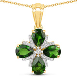 2.70 Carat Genuine Chrome Diopside and White Topaz .925 Sterling Silver Pendant