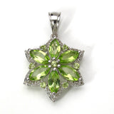 3.44 Carat Genuine Peridot and White Topaz .925 Sterling Silver Pendant
