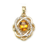 2.20 Carat Genuine Citrine and White Topaz .925 Sterling Silver Pendant