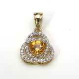 1.12 Carat Genuine Citrine and White Topaz .925 Sterling Silver Pendant