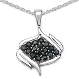 1.28 Carat Genuine Black Sapphire .925 Sterling Silver Pendant