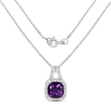 2.96 Carat Genuine Amethyst & White Topaz .925 Sterling Silver Pendant
