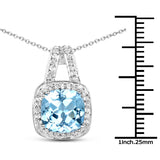 3.81 ct. Genuine Blue Topaz and White Topaz .925 Sterling Silver Pendant