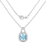 3.60 Carat Genuine Blue Topaz and White Topaz .925 Sterling Silver Pendant