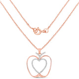 14K Rose Gold Plated 0.19 Carat Genuine White Diamond .925 Sterling Silver Pendant