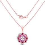 14K Rose Gold Plated 2.30 Carat Genuine Morganite, Rhodolite & Amethyst .925 Sterling Silver Pendant